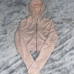 H&M Pink Cropped Zip-up Sweatshirt Size S